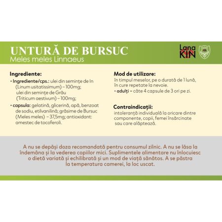 Untura de bursuc, 120 capsule, Sustamed 759681