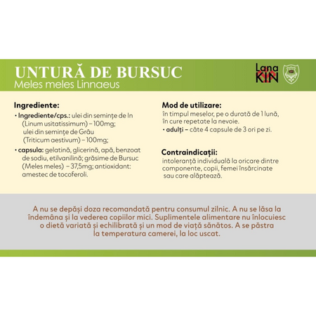 Untura de bursuc, 120 capsule, Sustamed 759681