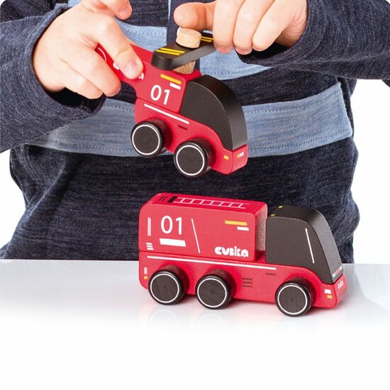 Jucarie din lemn Fire Fighters, +18 luni, Cubika 492137