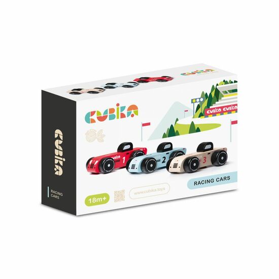 Jucarie din lemn Racing Cars, +18 luni, Cubika 492174