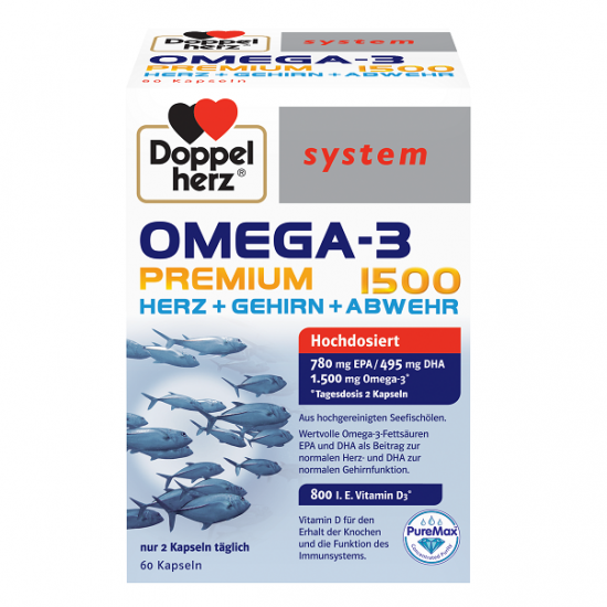 Omega 3 Premium System, 1500, 60 capsule, Doppleherz