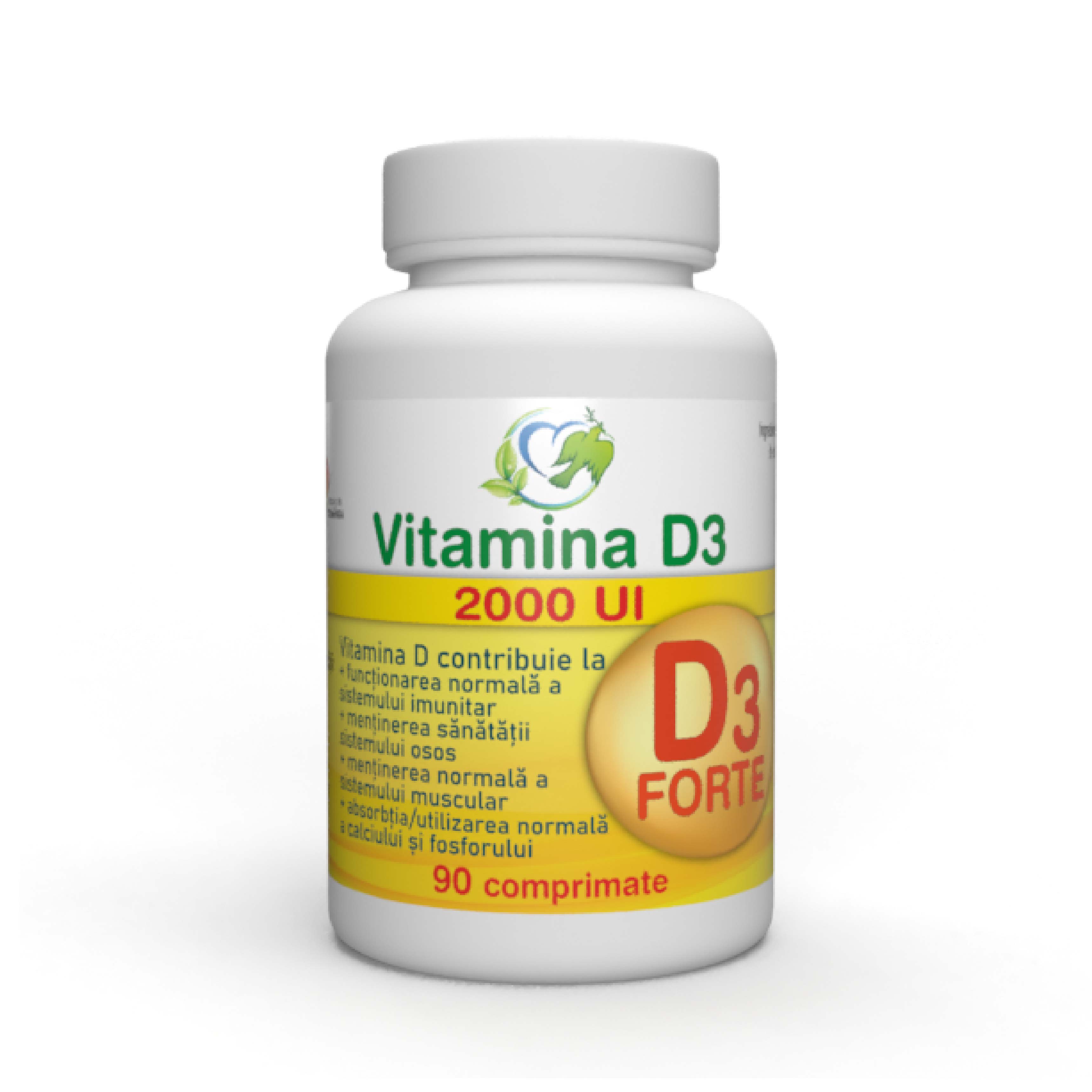 Vitamina D3 Forte, 2000 UI, 90 comprimate, Justin Pharma