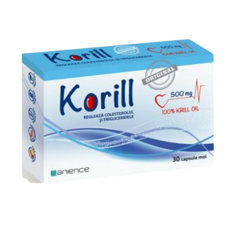 Korill ulei pur de krill, 500 mg, 30 capsule, Sanience