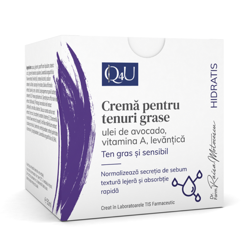 Crema pentru tenuri grase Q4U, 50 ml, Tis Farmaceutic