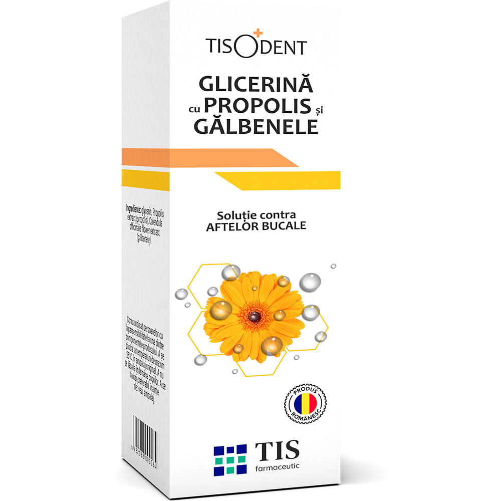 Glicerina cu propolis si galbenele, 25 ml, Tis Farmaceutic