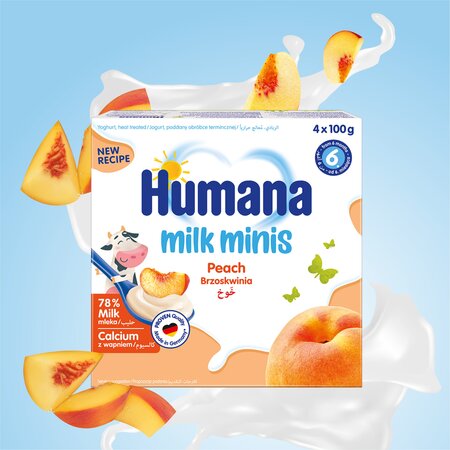 Iaurt cu piersici Milk Minis, +6 luni, 4x100 g, Humana 639744