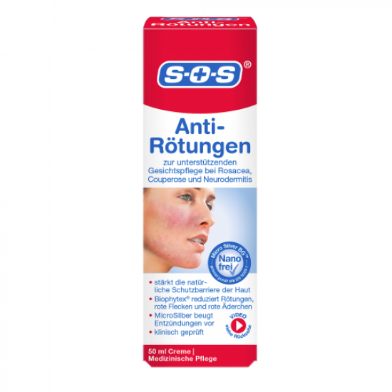 Crema antiroseata cu microargint pentru fata , 50 ml, SOS 