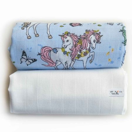 Set 2 paturici din muselina pentru bebe, 75x75 cm, pentru Fete