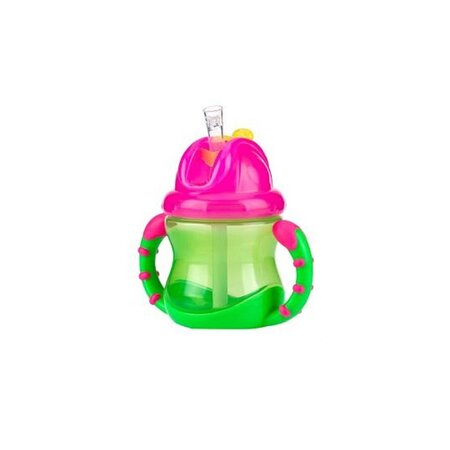 Pahar cu pai si manere, Vari Flo sistem Flip It/Click Lock, 240 ml, 12 luni+, Nuby 437441