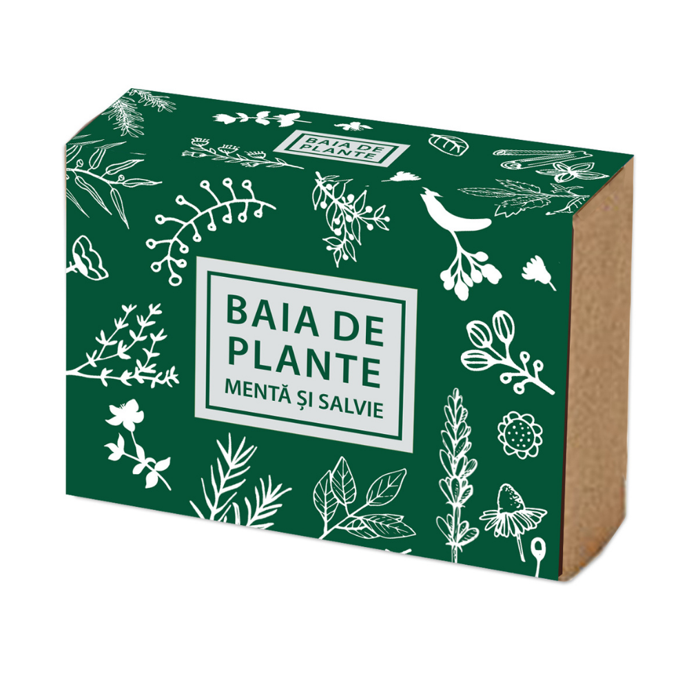 Sapun natural de menta si salvie, 100 g, Baia de Plante