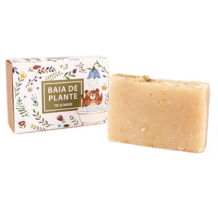 Sapun natural de tei si miere pentru copii, 100 g, Baia de Plante 493236