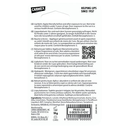 Balsam pentru buze cu SPF 15 si aroma de capsune, 10 g, Carmex 668366