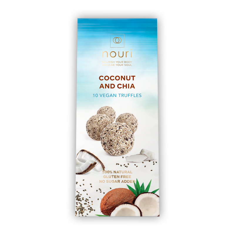 Trufe vegane cu cocos si chia, 100 g, Nouri