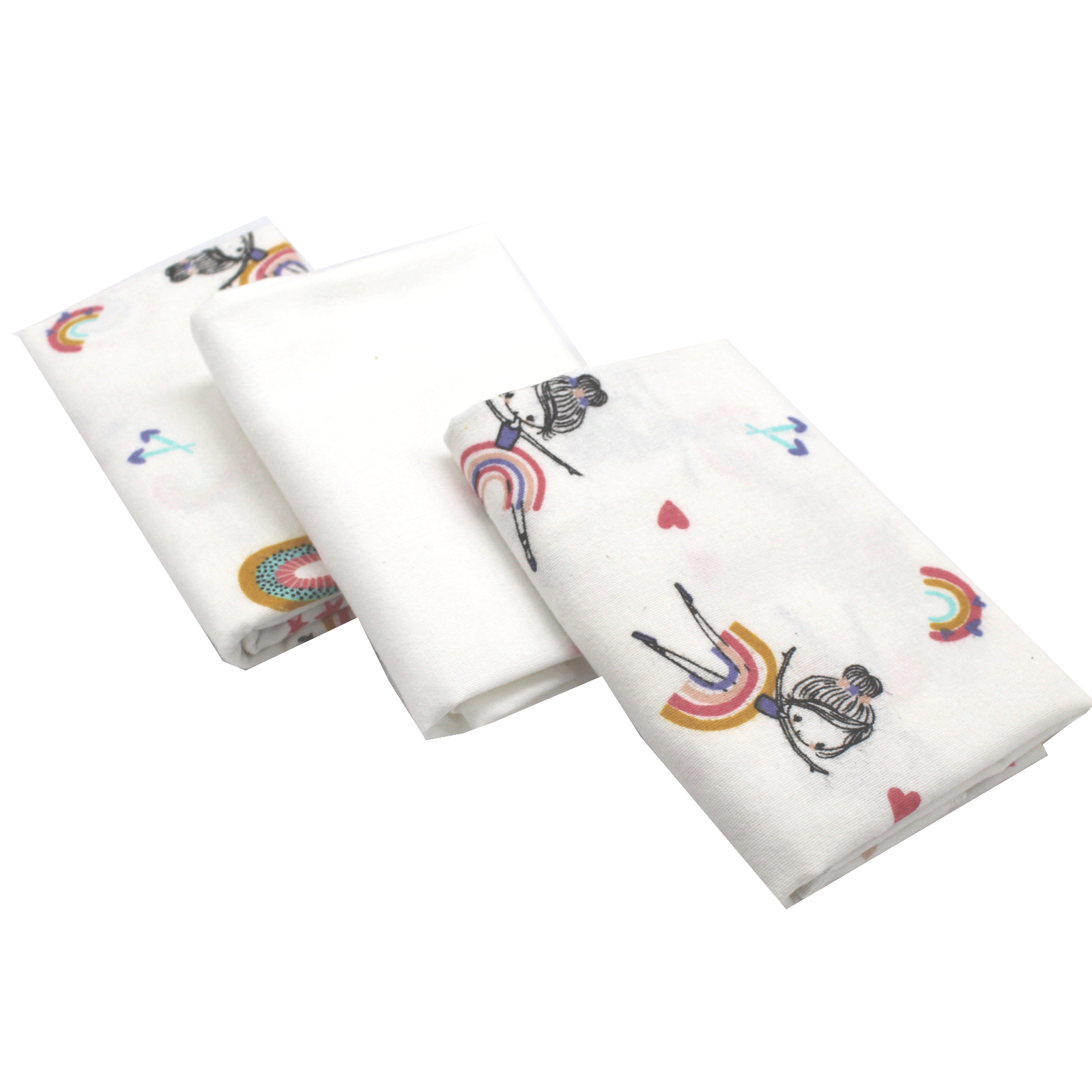 Set 3 scutece din finet, 75x75 cm, Printesa, 3 bucati, Baltic Bebe