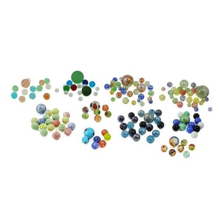 Cutie cu 163 bile din sticla colorate, +6 ani, Buki 493468