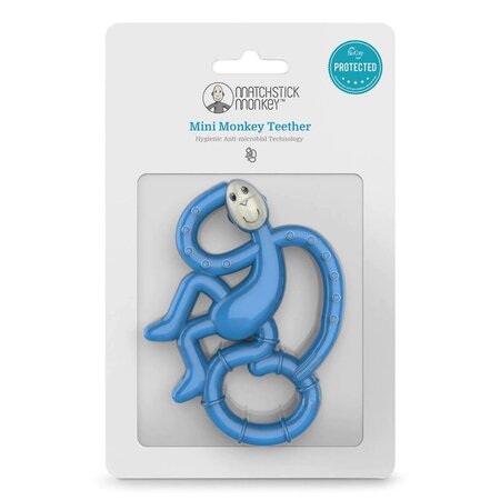 Jucarie pentru dentitie Mini Maimutica, Albastru, Matchstick Monkey 493571