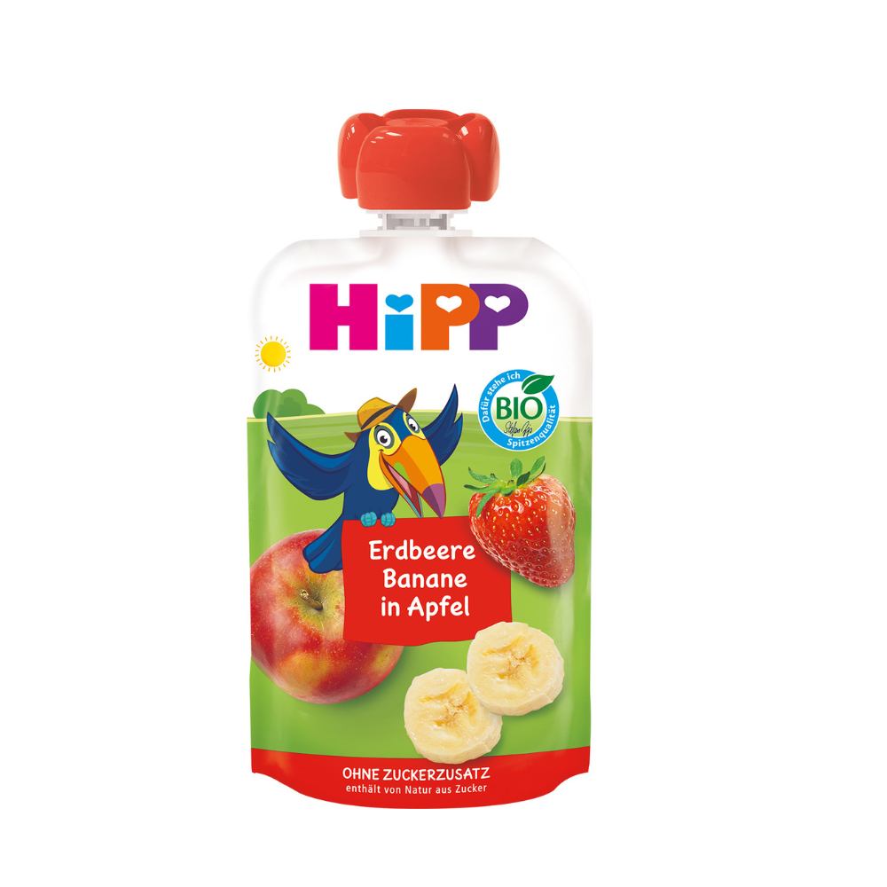 Piure Bio din mar, capsuni si banana HiPPiS, +12 luni, 100 g, Hipp