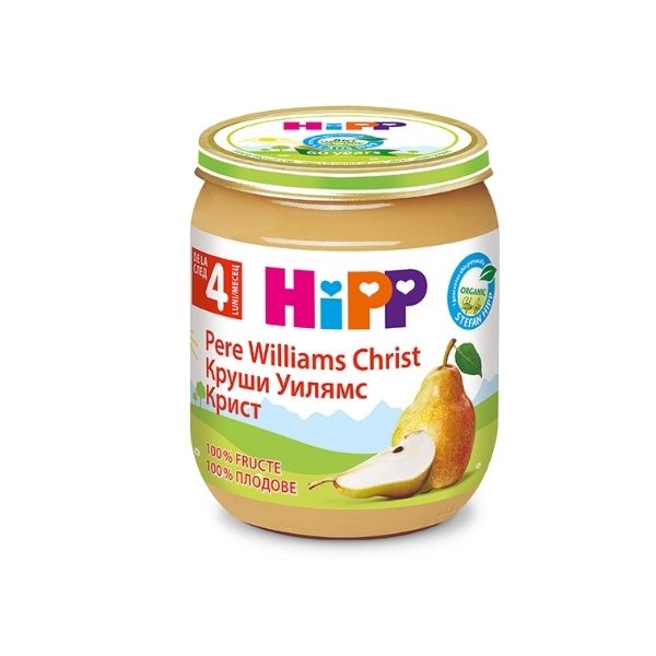 Piure din pere Williams, +4 luni, 125 g, Hipp