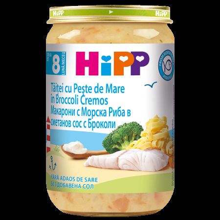 Piure din Taitei cu Peste de Mare in Broccoli Cremos, 8 luni+, 220 g, Hipp