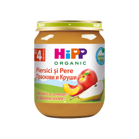 Piure din piersici, +4 luni, 125 g, Hipp