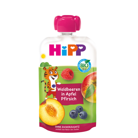 Piure Bio de mar, piersica si fructe de padure HiPPiS, +12 luni, +100 g, Hipp