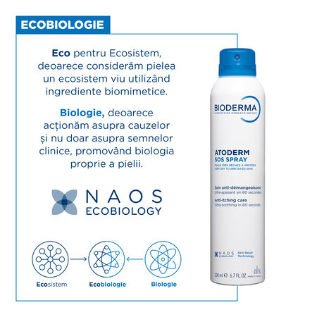 Spray anti-mancarime cu efect calmant, Atoderm SOS, 200 ml, Bioderma 764438