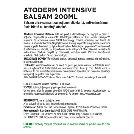 Balsam Intensive Baume Atoderm, 200 ml, Bioderma 818330