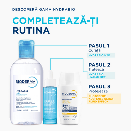 Apa micelara hidratanta dermatologica pentru fata si ochi Hydrabio H2O, 250 ml, Bioderma 822557