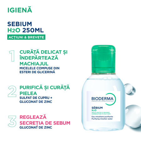Apa micelara pentru ten gras Sebium, 100 ml, Bioderma 794195
