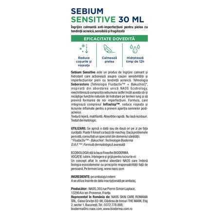 Crema pentru piele acneica Sebium Sensitive, 30 ml, Bioderma 794651