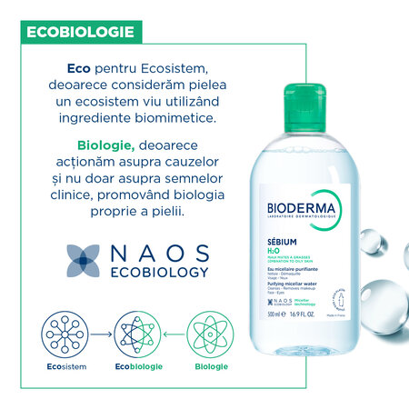 Apa micelara ten mixt si gras Sebium H2O, 500 ml, Bioderma 757799