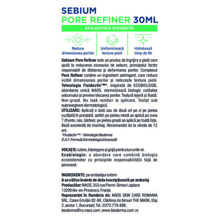 Concentrat corector pentru pori dilatati Sebium Pore Refiner, 30 ml, Bioderma 794643