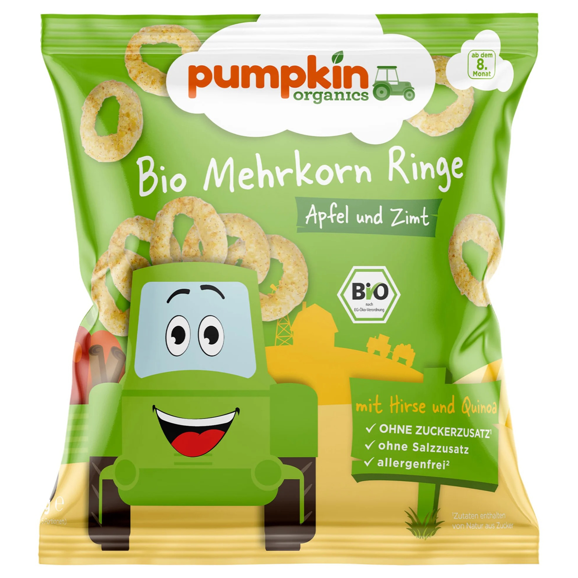 Snack Bio inele din multicereale cu mere si scortisoara, +8 luni, 20 g, Pumpkin Organics