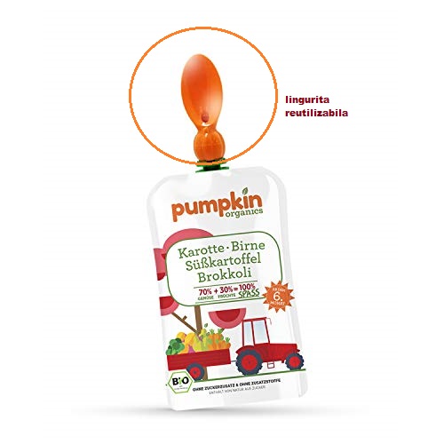 Lingurita reutilizabila cu filet pentru piure, Pumpkin organics