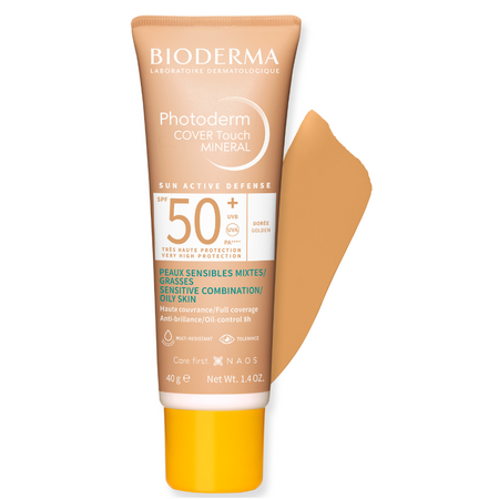 Fluid cu SPF50+ Photoderm Cover Touch Mineral, Golden, 40 g, Bioderma 625443