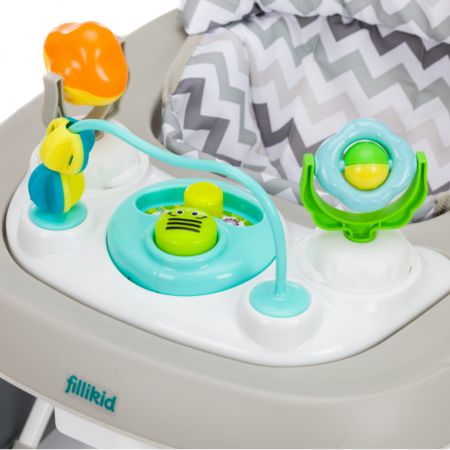 Premergator cu jucarie, Grey Zig Zag, 6 luni+, Fillikid 764036
