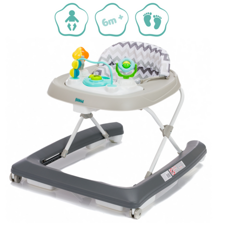 Premergator cu jucarie, Grey Zig Zag, 6 luni+, Fillikid 764031