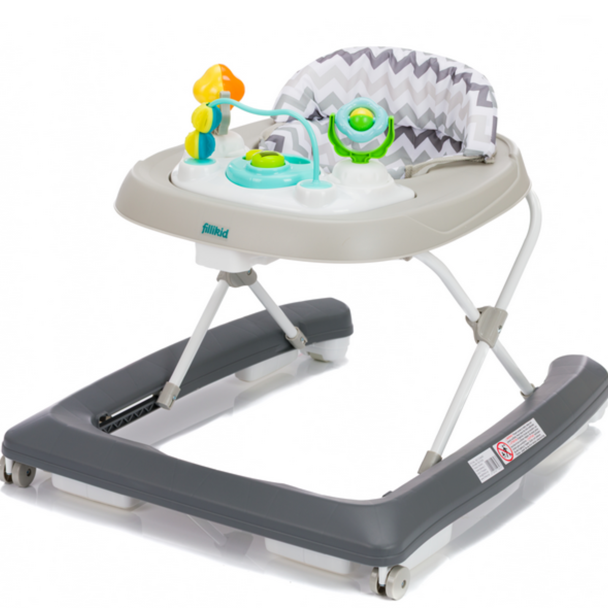 Premergator cu jucarie, Grey Zig Zag, 6 luni+, Fillikid