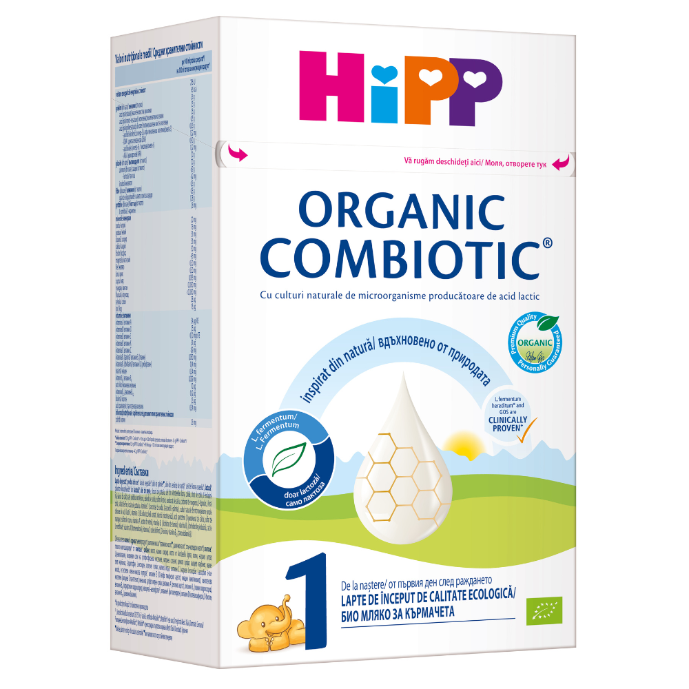 Lapte praf Bio formula de inceput Organic Combiotic 1, 0 luni, 800 g, Hipp