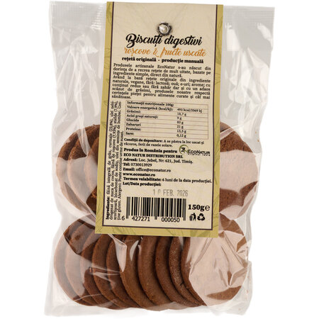 Biscuiti artizanali cu roscove si fructe uscate fara zahar, 150 g, Econatur 766582