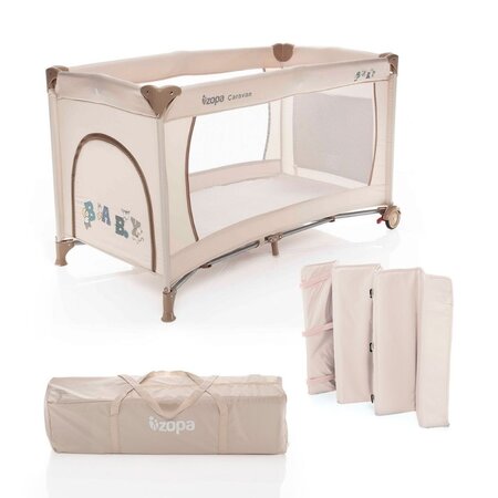 Patut pliant cu 1 nivel Caravan, Baby Beige, Zopa 494736