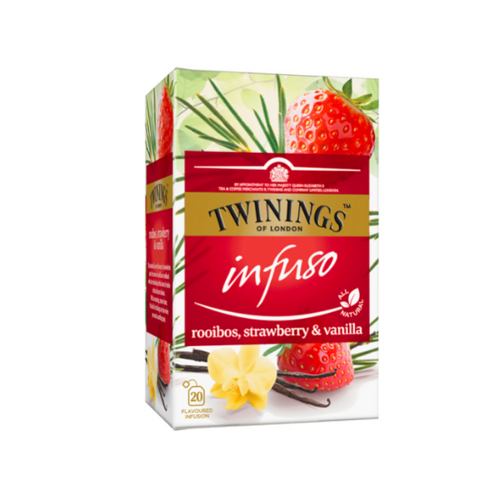 Ceai Infuzie cu aroma rooibos, capsune si vanilie, 20 plicuri, Twinings