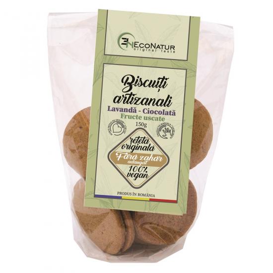 Biscuiti artizanali cu lavanda, ciocolata si fructe uscate, 150 gr, Econatur