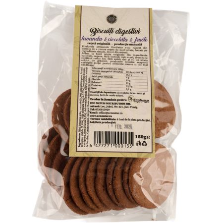 Biscuiti artizanali cu lavanda, ciocolata si fructe uscate, 150 g, Econatur 766552