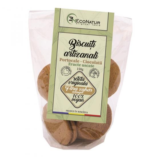 Biscuiti artizanali cu portocale, ciocolata si fructe uscate, 150 gr, Econatur