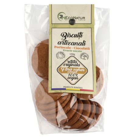 Biscuiti artizanali cu portocale, ciocolata si fructe uscate, 150 gr, Econatur