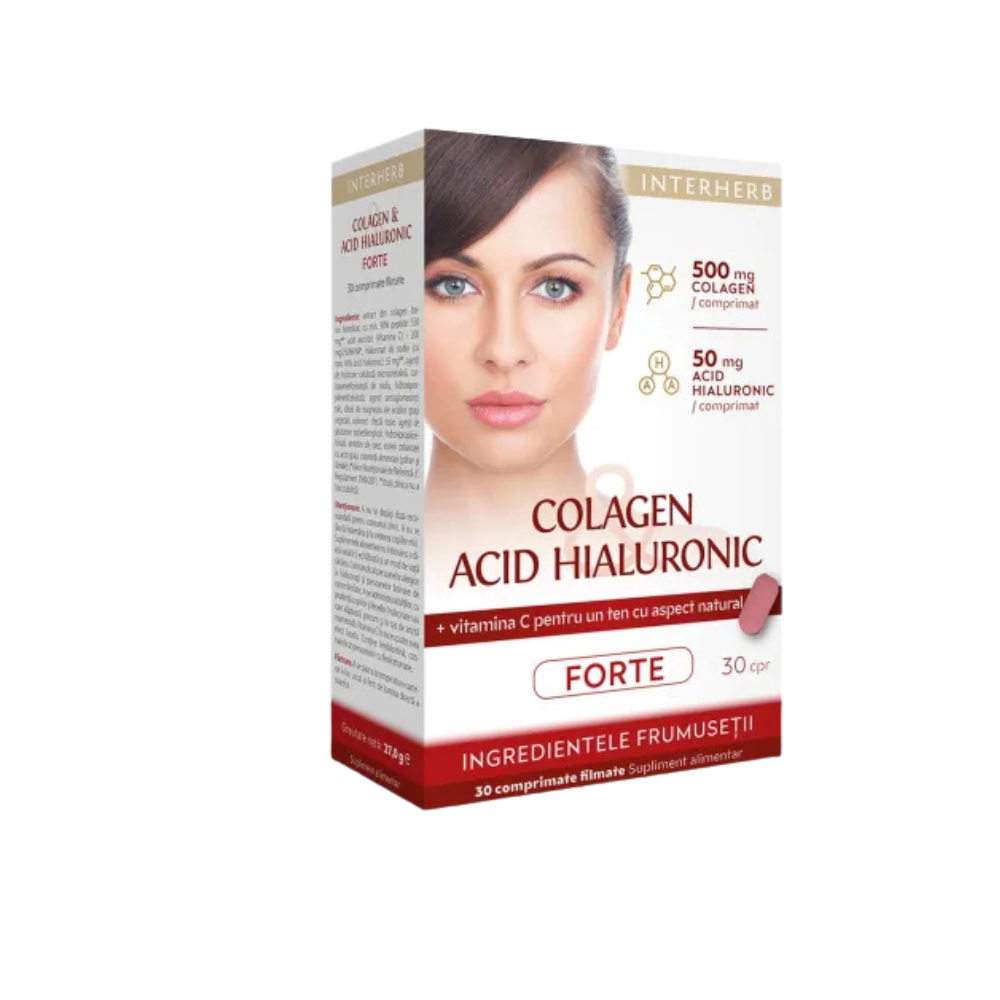 Colagen cu Acid Hialuronic Forte, 30 comprimate, Interherb