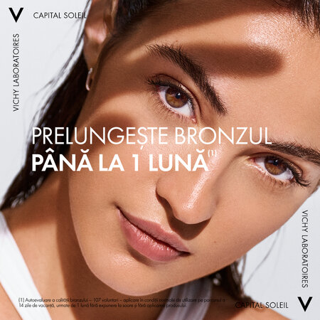 Apa de protectie solara pentru un bronz sporit SPF50+ Capital Soleil, 200 ml, Vichy 555663