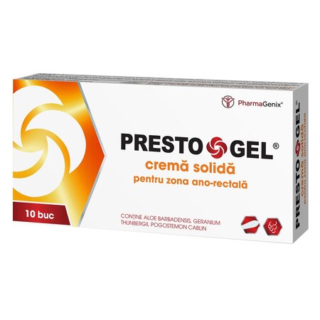 Crema solida pentru zona ano-rectala, 10 supozitoare, PrestoGel 598747