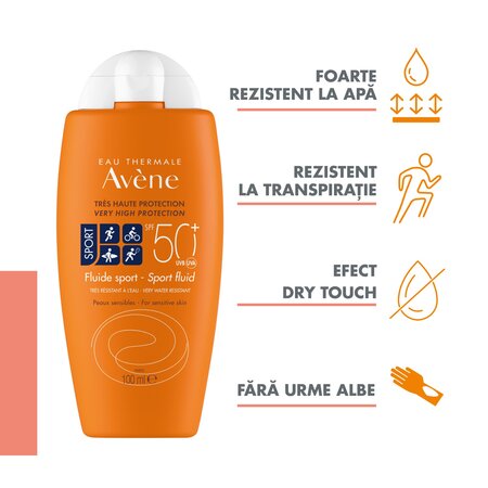 Fluid pentru protectie solara cu SPF 50+ Sport, 100 ml, Avene 508540